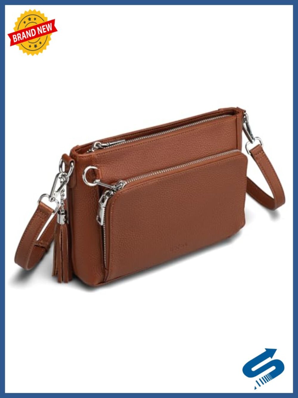 Genuine Leather Crossbody Bag with RFID Protection and Built-in Wallet
